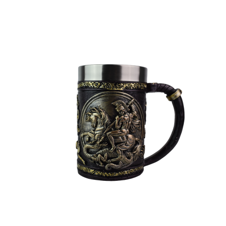 Halba Bere Medievala, Cavaler cu Dragon,500 ml, negru, auriu [0]