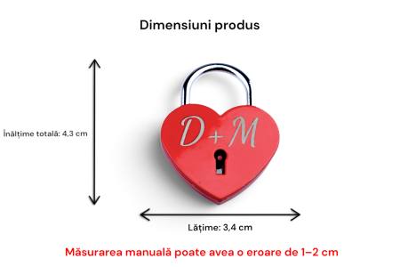 Lacăt inimă personalizabil, gravură laser – cadou pentru cupluri [4]