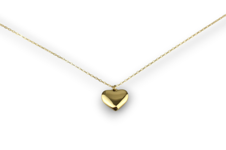 Produse personalizabile - Lanț cu medalion inimă plină, nuanță aurie – Personalizabil