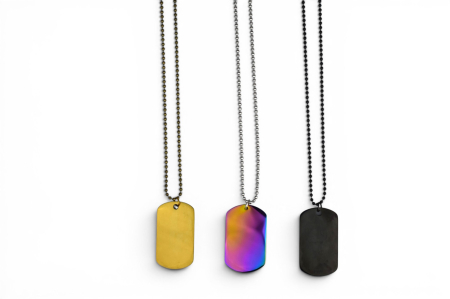 Medalion tip plăcuță militară (Dog Tag) cu lanț – Personalizabil prin gravură - Auriu [4]