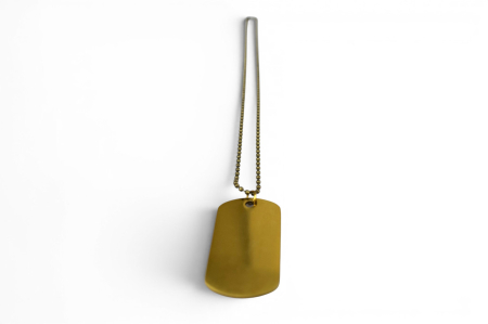 Bijuterii personalizabile - Medalion tip plăcuță militară (Dog Tag) cu lanț – Personalizabil prin gravură - Auriu