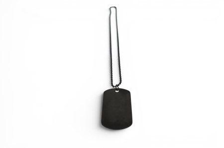 Bijuterii personalizabile - Medalion tip plăcuță militară (Dog Tag) cu lanț – Personalizabil prin gravură-Negru