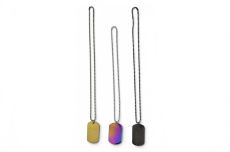 Medalion tip plăcuță militară (Dog Tag) cu lanț – Personalizabil prin gravură - Auriu [3]