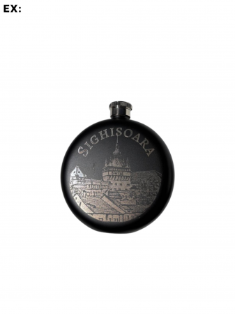 „Ploscă Neagră Personalizabil” cu Text sau Poză Gravată [1]