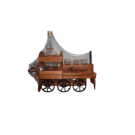Set 6 pahare cu sticla, tip locomotiva, lemn, maro, 750 ml [0]