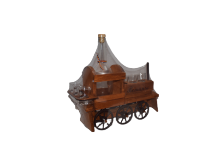Set 6 pahare cu sticla, tip locomotiva, lemn, maro, 750 ml [2]