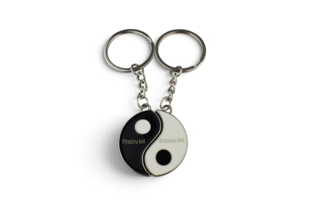 Breloc Yin Yang personalizabil gravură inox