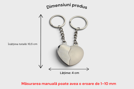 Set 2 brelocuri magnetice inimă, personalizabile prin gravură, gri lucios și gri mat [4]