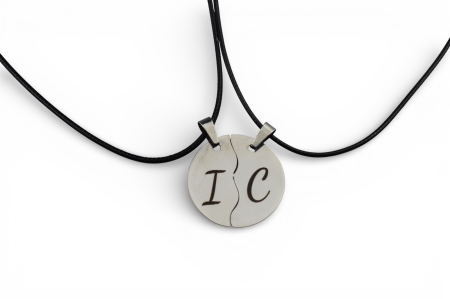 Cele Mai Vândute - Set lanțuri din 2 piese – pandantive complementare în formă de cerc, finisaj argintiu