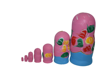 Set Papusa Matrioska, 7 piese, lemn, roz inchis [3]