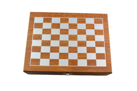Produse EmagMarketplace - Set Tabla Sah cu plosca si 4 pahare, Lemn,24*18 cm
