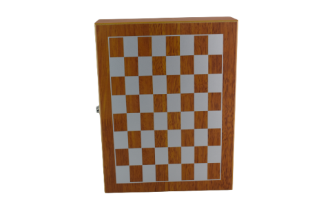 Produse EmagMarketplace - Set Tabla Sah cu plosca si 4 pahare, Lemn,24*18 cm