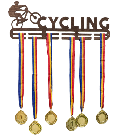 Produse EmagMarketplace - Suport Medalii Cycling, pentru Sportivi Ciclisti, lemn, maro, 50 cm