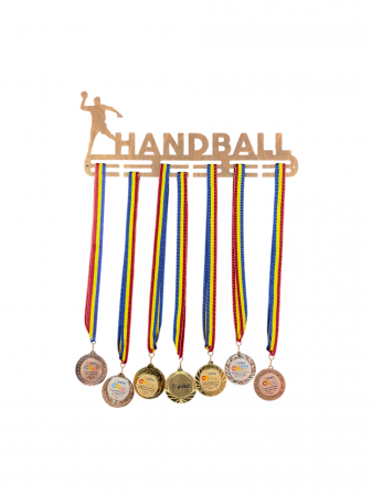 Produse - Suport medalii Hanball, sportivi, lemn, maro, 50 cm