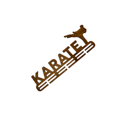 Suport medalii Karate, sportivi, maro, lemn, 50 cm [0]