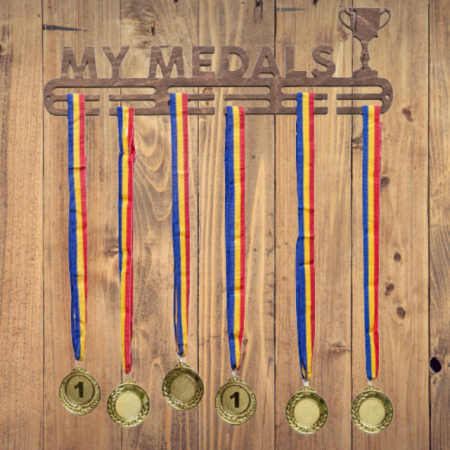 Suport medalii My Medals, pentru Sportivi, Maro, Lemn, 50 cm [4]