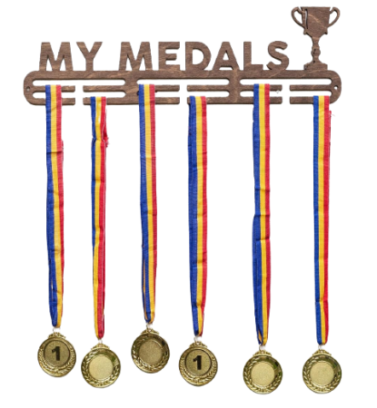 Suport medalii My Medals, pentru Sportivi, Maro, Lemn, 50 cm [1]