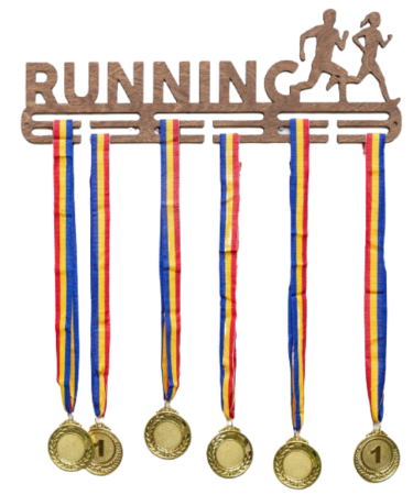 Suport medalii Running, pentru Sportivi, Maro, Lemn, 50 cm [0]