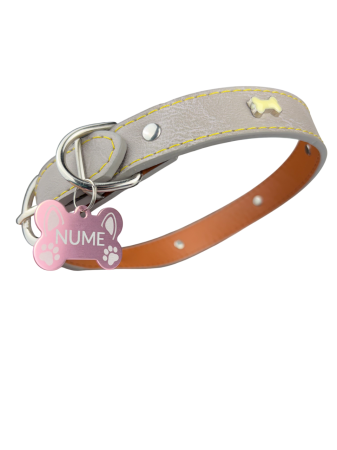 Zgarda Gri pentru animale cu medalie personalizata – gravura pe comanda + medalie CADOU Marime M [2]