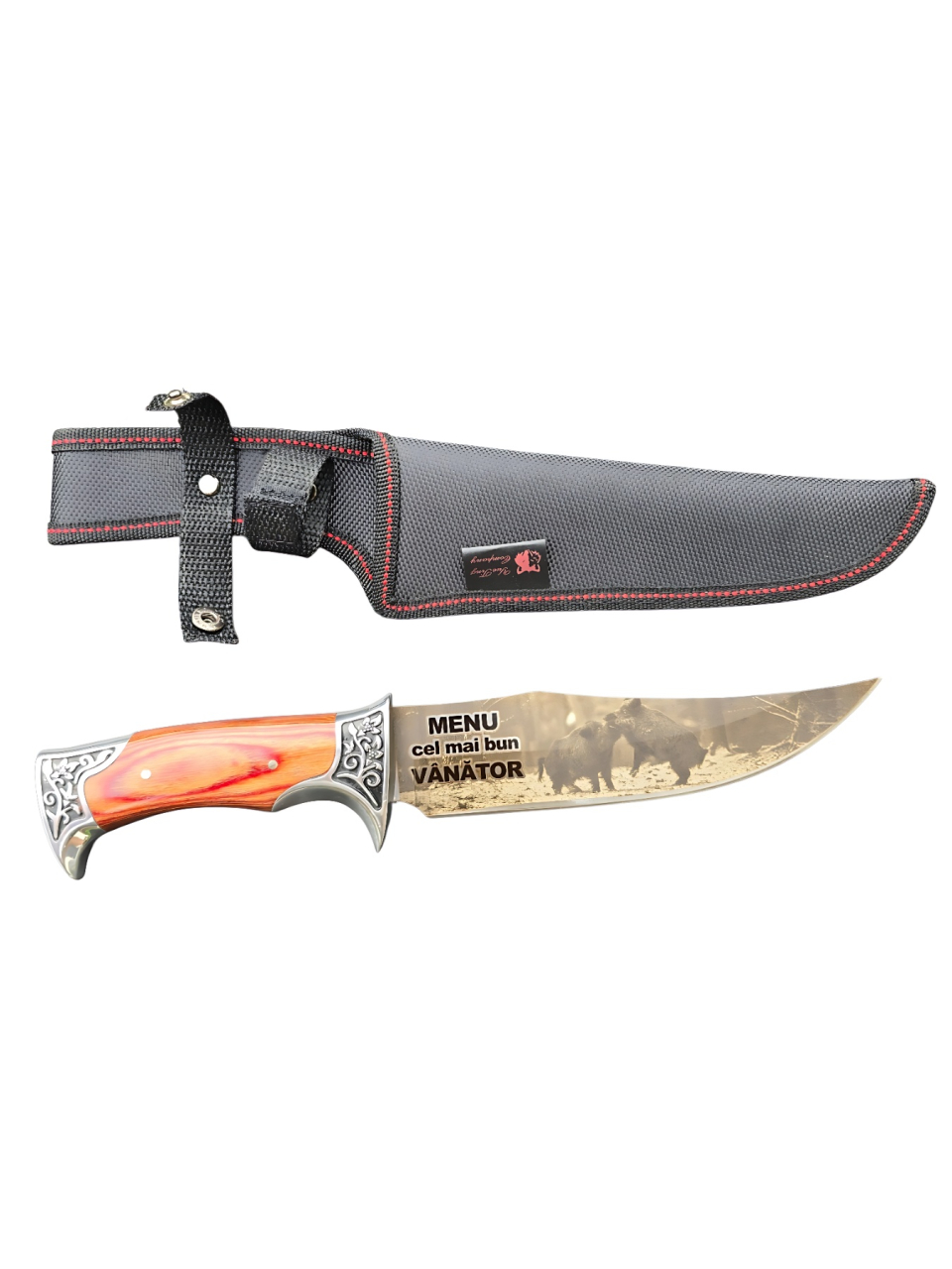Cuțit de vânătoare Mistret, lamă 17 cm, lungime totală 30 cm, grosime lamă 4 mm, 325 g, teacă inclusă [2]