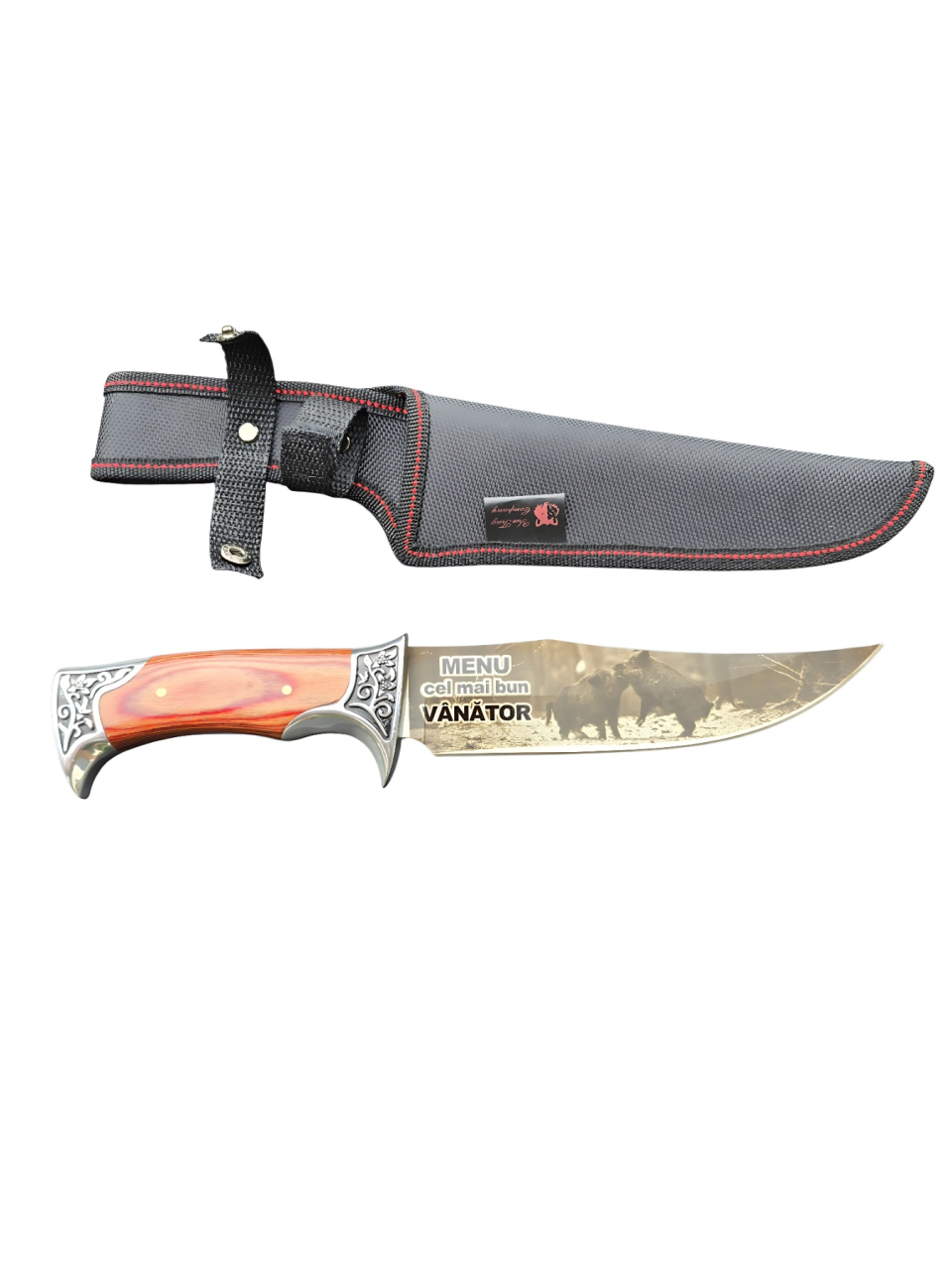 Cuțit de vânătoare Mistret, lamă 17 cm, lungime totală 30 cm, grosime lamă 4 mm, 325 g, teacă inclusă [3]