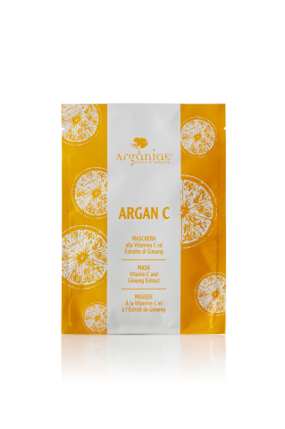 Îngrijirea tenului - Arganiae - Mască facială de unică folosință cu vitamina C și extract de ginseng, ideală pentru tratarea tenului matur, obosit și lipsit de tonus.