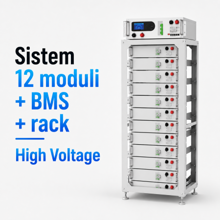 Sisteme de Stocare - Sistem High Voltage Felicity Solar – 61.44kWh | 12 Module + BMS + Rack