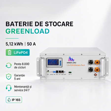 Sisteme de Stocare - GreenLoud LifePO4 Battery Pack 51.2v100Ah 5.12kwh