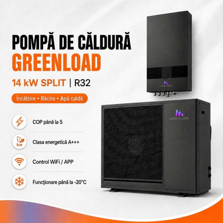 Pompe de Caldura - Pompă de căldură aer-apă Greenload 14kW, split, trifazat - încălzire, răcire și ACM