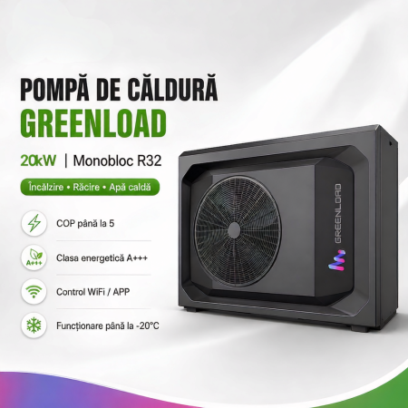 Pompe de Caldura - Pompă de căldură aer-apă Greenload 20 kW, monobloc, R32, trifazat