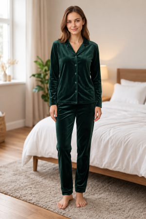 Damă - Pijama damă din catifea Zelal Fashion – roz
