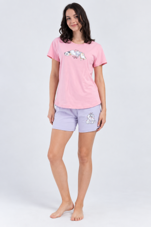 Damă - Pijama pantalon scurt/tricou