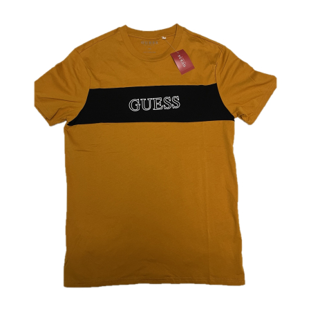Blugi - Produs Test : Tricou GUESS ocru cu panou negru