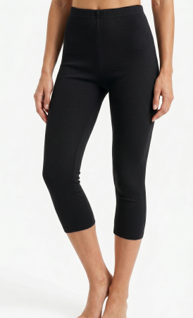 Colanți damă 3/4 - Colant dama 3/4, uni, lycra, negru