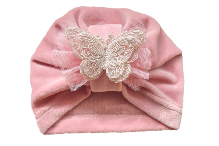 Produse - Turban elegant catifea  roz pudra