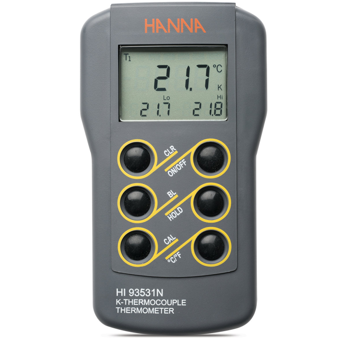 Termometru termocuplu de tip K cu rezoluție 0,1°, CALCheck, LCD iluminat,, interval: -200,0 până la 999,9°C; 1000 până la 1371°C [1]