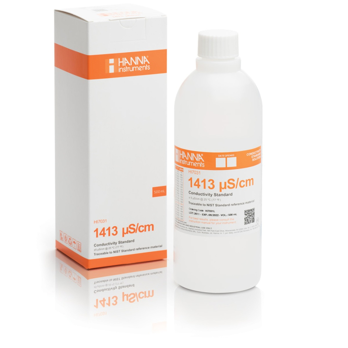 Solutie de calibrare 1413 µS/cm Valoarea EC la 25°C, sticlă de 500 ml [1]