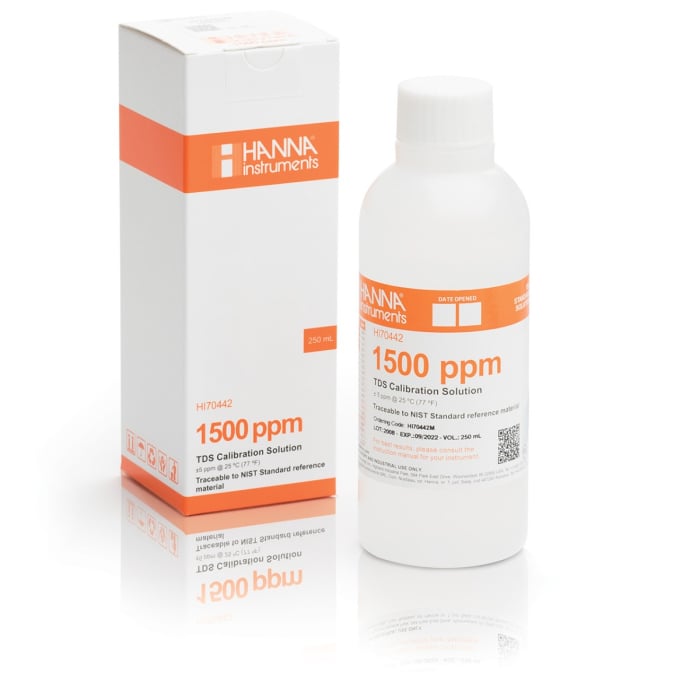 Solutie de calibrare 1500 mg/L (ppm) Valoarea TDS la 25°C, sticlă de 230 ml [1]
