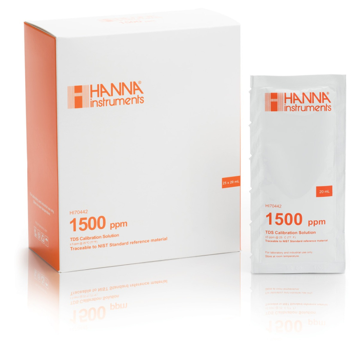 Solutie de calibrare 1500 mg/L (ppm) Valoarea TDS la 25°C, (25) pliculețe de 20 ml [1]