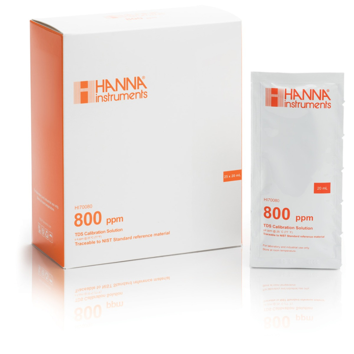 Solutie de calibrare 800 mg/L (ppm) Valoarea TDS la 25°C, (25) pliculețe de 20 ml [1]
