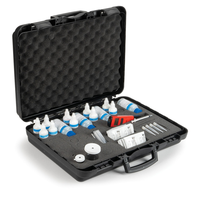 Kit de testare a apei din cazane; alcalinitate , clorură, duritate, pH, fosfat, sulfit (ca Na2SO3) [1]