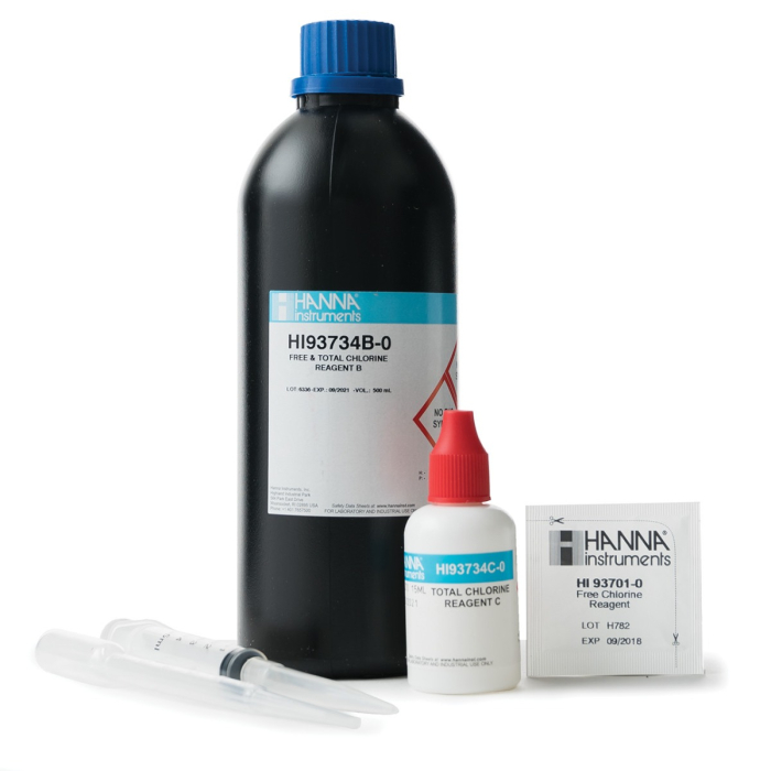 Reactivi Clor Liber si Total, Domeniu Mare 0.00 la 10.00 mg/L, metoda DPD, pentru 100 de teste [1]
