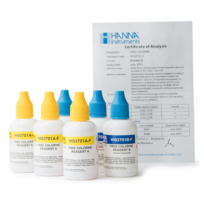 Reactivi Clor Liber, Domeniu 0.00 la 5.00 mg/L, reactiv lichid, pentru 300 de teste [1]