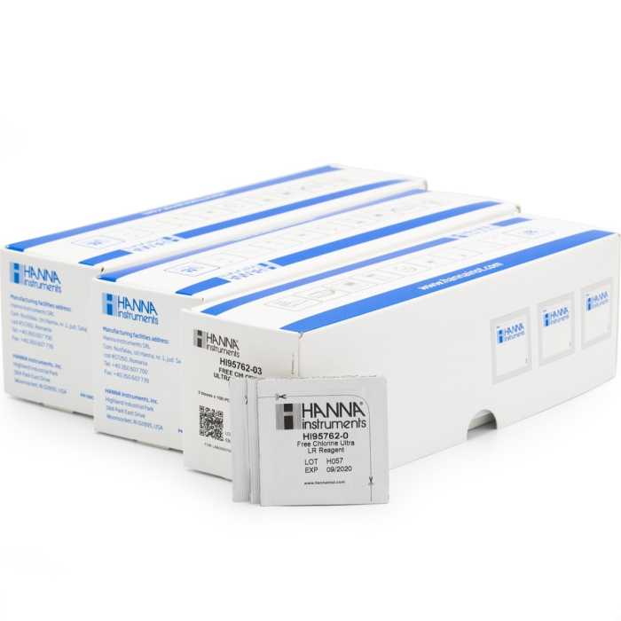 Reactivi Clor Liber, Domeniu Foarte Mic 0.000 la 0.500 mg/L, metoda DPD, 300 de teste (Cl₂ total) [1]