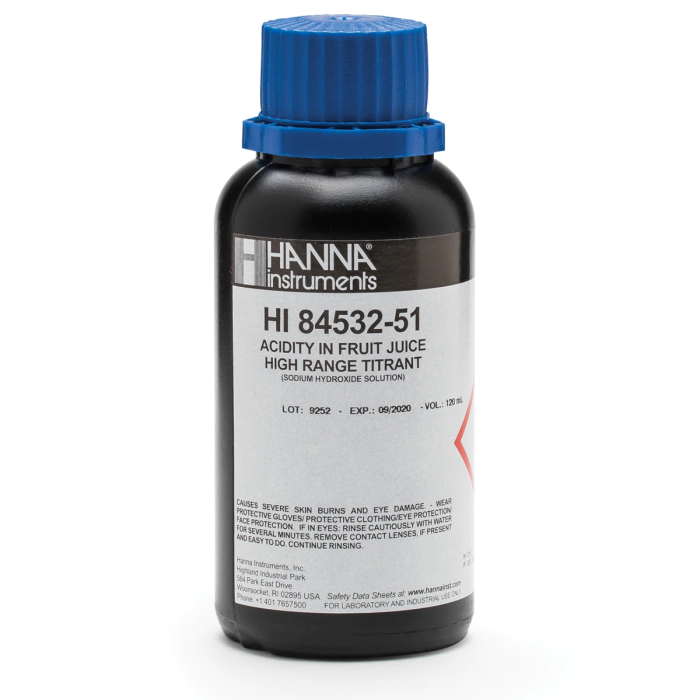 Titrant domeniu mare pentru aciditatea din suc de fructe, minititrator HI84532 (120 ml) [1]