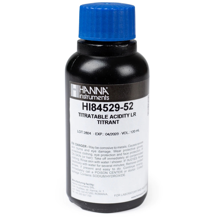 Titrant (50) domeniu mic pentru aciditatea din produse lactate, minititrator HI84529 (120 ml) [1]