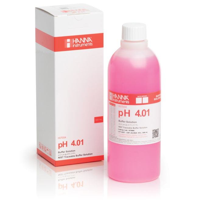 pH 4.01 @ 25°C Tampon de calibrare, colorata cu rosu, sticlă de 500 ml [1]