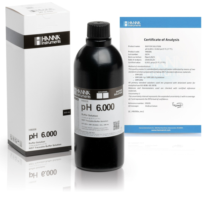 pH 6.000 @ 25°C Tampon de calibrare milesimală, 500 mL [1]