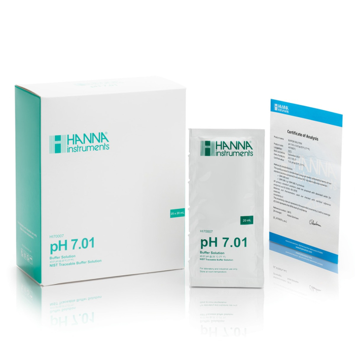 pH 7.01 @ 25°C Plic tampon de calibrare cu certificat de analiză, (25 x 20mL) [2]