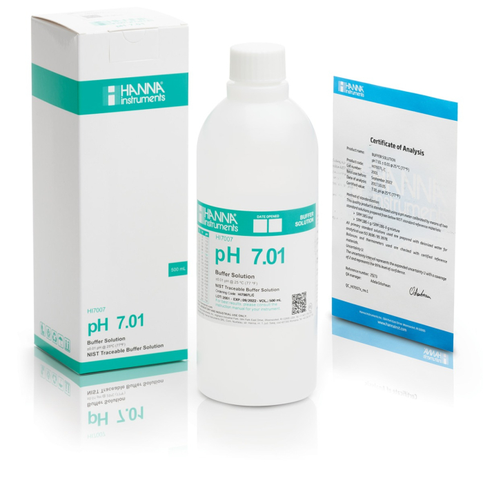 pH 7.01 @ 25°C Tampon de calibrare cu certificat de analiză, flacon de 500 ml [1]